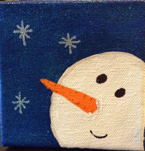 My snowman on canvas for my desk at work Kids Christmas Painting, Yule Recipes, Mini 4x4, 심플한 그림, Snow Men, Christmas Canvas Art, Christmas Paintings On Canvas, Kids Canvas, Snowman Faces