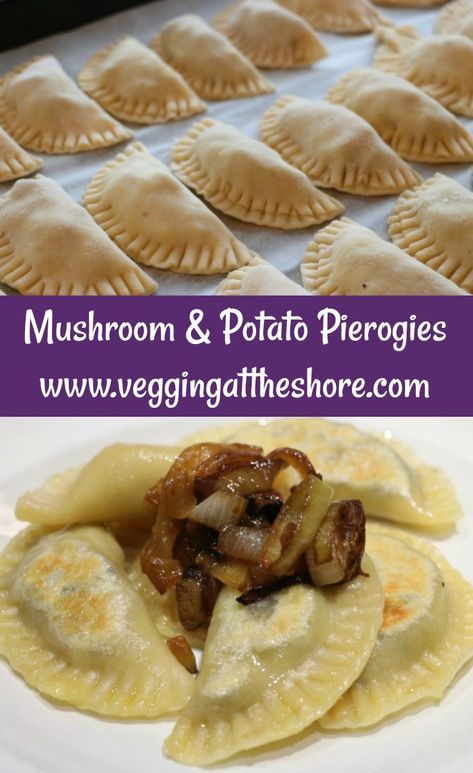 Mushroom Perogies Recipe, Potato Perogies, Perogies Recipe, How To Cook Mushrooms, Meatless Dinner, Mushroom And Onions, Vegetarian Main Dishes, Caramelized Onions, Save Food