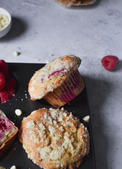 Lemon Raspberry White Chocolate Muffins, White Choc Raspberry Muffins, White Chocolate Raspberry Muffins Recipe, White Chocolate And Raspberry Muffins, Muffin Raspberry, White Chocolate Raspberry Muffins, Breakfast Raspberry, Raspberry White Chocolate Muffins, Cinnamon Roll Pancakes Recipe