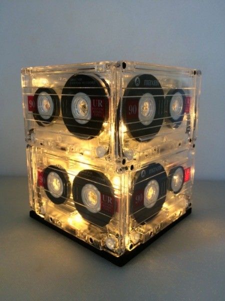 Making a Cassette Tape Lamp | ThriftyFun Cassette Tape Crafts, Cassette Tape Art, Tape Wall, Romantic Gifts For Him, Box Tape, Tape Art, Relationship Gifts, Diy Upcycle, Tape Crafts