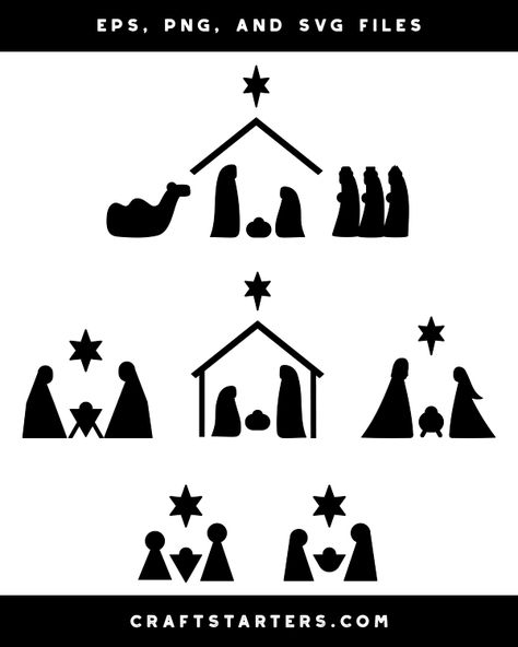 Simple Nativity Scene Silhouette Clip Art Nativity Silhouette Printable, Nativity Scene Coloring Pages, Simple Nativity Scene, Scene Coloring Pages, Nativity Scene Silhouette, Simple Nativity, Nativity Painting, Nativity Silhouette, Diy Nativity