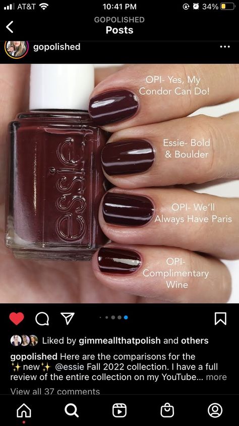 Nails For Light Skin, Nails Pale Skin, Nail Colors Opi, Autumnal Nails, Fall Nail Colors Opi, Burgundy Nail Polish, Fall Toe Nails, Opi Nail Polish Colors, Nail Care Diy