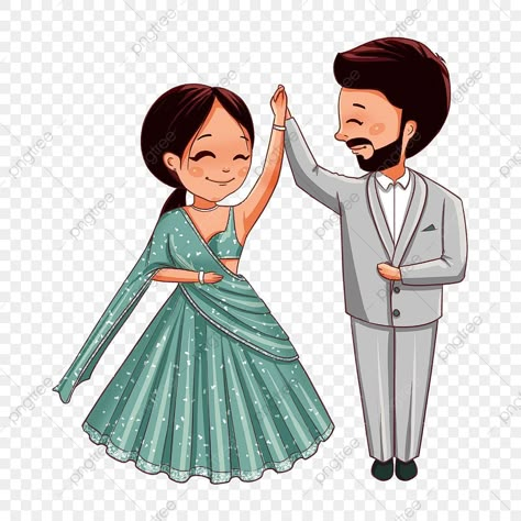 Bride Groom Cartoon Couple, Hindu Bride And Groom Cartoon, Indian Couple Cartoon, Sangeet Caricature, Engagement Cartoon, Bride Caricature, Aesthetics Sketch, Bride Groom Indian, Drawing Suit