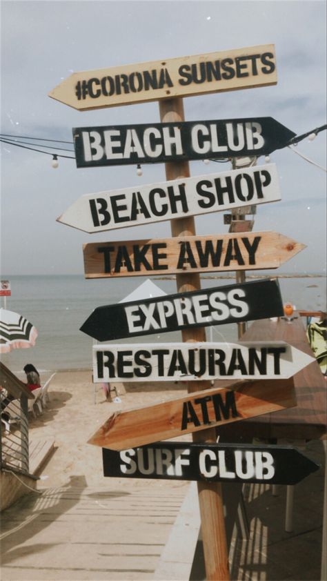 Direction arrows at the beach Beach Signs Wooden Directions, Arrow Signage Direction Signs, This Way Sign Arrow, Beach Arrow Signs, Diy Directional Signs, Beach Signage, Directional Signs Design, Wooden Beach Signs, Arrow Signage