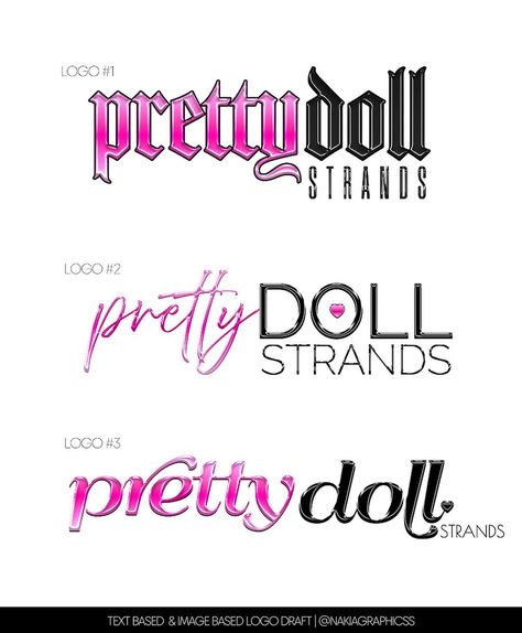 Brand Logo Suite🩷 | @prettydollstrands - Primary, Secondary, & Submark Logo - Color Palette - Typography/Font(s) -Moodboard which logo is your fav ?👀🩷 are you just starting out with your brand or want a rebrand for your business ? book with me & fill out the inquiry form in my bio to get the design process started !💜✨ #brandidentity #graphicdesigner #hairextensions #lacewigs #hairstylist #bundles #logodesigner #colorpalette #moodboard #aesthetic #fonts #photoshop Cute Business Logo Ideas, Tshirt Fonts, Girly Branding, Business Logo Design Ideas, Fonts Photoshop, Hairstylist Logo, Girly Logo, Submark Logo, Font S