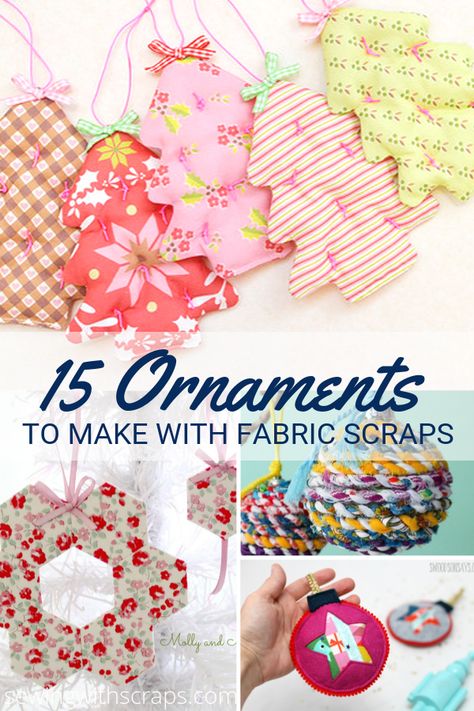 15 Ornaments to Make with Fabric Scraps | Scrappy Girls Club | Bloglovin’ Natal, Patchwork, Scraps Sewing, Sewing With Scraps, Fabric Christmas Decorations, Sewn Christmas Ornaments, Christmas Decorations Sewing, Sewing Christmas Gifts, Christmas Fabric Crafts