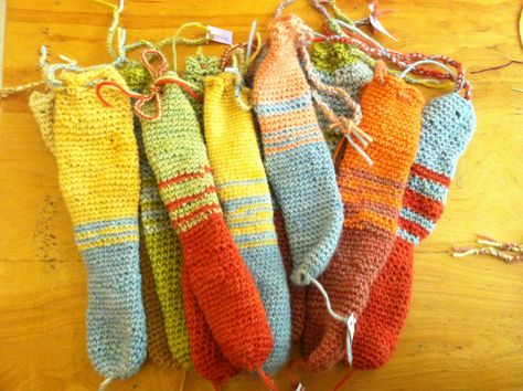 Crocheted flute cases, grade 2 Crochet Flute, Waldorf Handwork, Waldorf Crafts, Waldorf School, Grade 3, Grade 2, 2nd Grade, School Stuff, Montessori