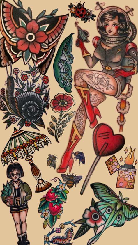 Flash Art Traditional, Tattoo Flash Art Traditional, Art Traditional Tattoo, Traditional Tattoo Woman, Traditional Tattoo Flash Art, Traditional Tattoo Inspiration, Mexican Art Tattoos, Beginner Tattoos, Western Tattoos