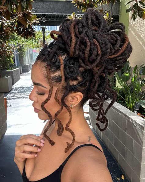 Happy Sunday! I know it’s almost winter but this updo is giving all the fall vibes 🍂 🐻 . . . . #locs #locstyles #hairstyles #naturalhair #locjourney #starterlocs #locnation #longlocs #retwist #locstylesforwomen #locinspo #locnloose #beauty #sandiego Wedding Locs Hairstyles For Women, Loc Hairstyles Prom, Half Up Half Down Loc Styles For Women Long, 50 Locs Count, Loc Styles Prom, Curly Loc Bun, Locs Updos For Black Women, Wedding Loc Styles For Women, Updo With Locs