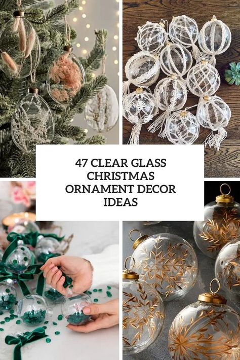 Glam Ornaments Diy, Clear Glass Ornament Ideas, Diy Clear Ornament Ideas, Glass Ornament Ideas, Clear Christmas Ornaments Diy, Christmas Wine Glasses Diy, Clear Glass Christmas Ornaments, Glam Holiday Decor, Glass Ornaments Diy