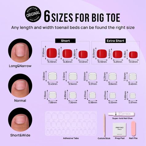 BTArtbox Press on toenails are made from newest soak off soft gel material, which is more malleable and more natural. 4X thicken(2mm) BTArtbox press on toe nails help hold toenails in place to prevent ingrown. Upgrade 6 Size For Big Toe. Any length and width toenail beds can be found the right size Shape: Square Color: Red Material: Soft Gel Quantity: 32 nail tips,16 sizes Length: Short Includes: Storage box, toenail glue, adhesive tabs, double-sided toenail file, cuticle stick, and prep pad. 裸色渐变 Nails Pies, Nude Chrome, Press On Toenails, Stilleto Nails Designs, Toe Nail Color, Pink Chrome, Chrome Material, Soft Gel, Pink Ombre