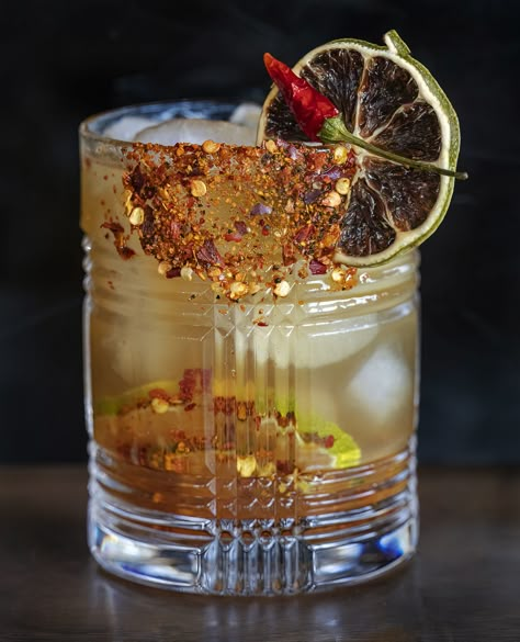 Spicy Bourbon Cocktail, Smokey Bourbon Cocktail, Campfire Whiskey Drinks, Yellowstone Themed Cocktails, Western Party Cocktails, Whiskey Smash Cocktail, Baileys Churro Drink Recipes, Yellowstone Drinks, Infused Whiskey Recipes