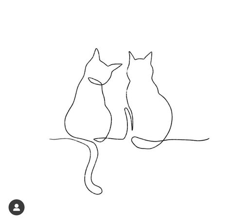 2 Cats Fine Line Tattoo, Minimal Tattoo Cat Simple, Minimalist Two Cat Tattoo Designs, 2 Cat Outline Tattoo, 3 Cats Together Tattoo, Small Two Cat Tattoo, Cat Memorial Tattoo Fine Line, Minimalistic Cat Drawing, Two Cats Outline Tattoo