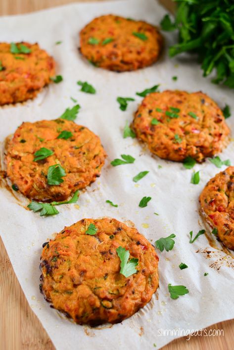 Tuna and Sweet Potato Patties - Slimming Eats Sweet Potato Tuna Cakes, Tuna Pate, Sweet Potato Patties, Potato Spinach, Tuna Patties, Tuna Cakes, Healthy Tuna, Potato Patties, Sweet Potato Cake