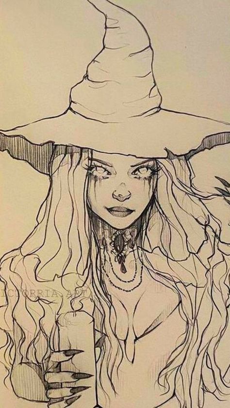 Pretty candle witch coloring drawing Best Acrylic Paint, Store Drawing, Best Art Supplies, Witch Drawing, Horror Drawing, Trippy Drawings, Black And White Girl, Fantasy Drawings, Dark Art Tattoo