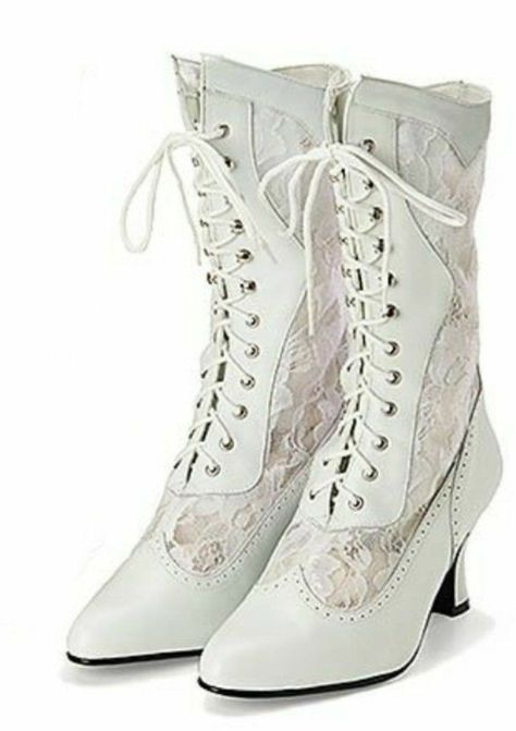 Wedding Boots Cowgirl, White Cowboy Boots Wedding, Cowboy Boots Wedding, Cowgirl Boots Wedding, Boots Wedding, 1950s Shoes, Victorian Shoes, Granny Boots, Victorian Boots