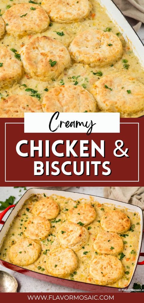 This creamy chicken & biscuits is a comfort casserole at its finest. Creamed Chicken and Biscuits Casserole is a creamy comfort food casserole that combines your favorite tender chicken with fluffy biscuits into one of the best Chicken Casserole Recipes ever! Click through to the blog for all the details. Chicken And Biscuits Crockpot, Chicken Gravy And Biscuits, Creamed Chicken And Biscuits, Best Chicken Casserole Recipes, Chicken And Biscuits Casserole, Shredded Chicken Casserole, Chicken Biscuit Casserole, Creamed Chicken, Comfort Food Casserole