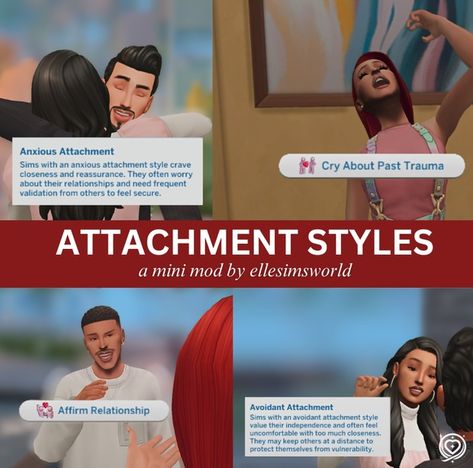 Preview: Attachment Styles (A Mini Romance Mod) | Patreon Ts4 Cas Challenge, Sims 4 Expansions Free, Sims 4 Polygamy, Sims 4 Cc Aspirations Patreon, Sims 4 Cas Patreon, Sims 4 Enemies To Lovers Mod, Sims 4 Gameplay Cc, Ts4 Cc Folder, Sims 4 Relationship Mod