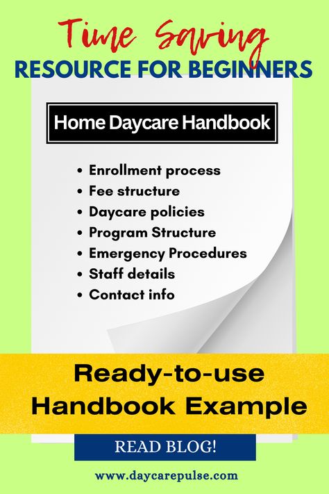 Daycare handbook is valuable tool for building trust and transparency with parents. Get your free daycare handbook template with 13 essential sections and examples. #daycarebusiness #Inhomedaycare #StartingAdaycare #ParentHandbook Daycare Handbook Template Free, Daycare Policy Handbook, Daycare Building Plans, Daycare Handbook, Daycare Printables, Opening A Daycare, Daycare Facility, Parent Handbook, Family Organization