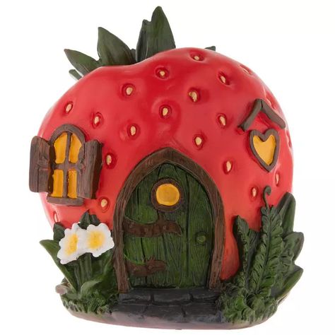 Strawberry House | Hobby Lobby | 2266682 Strawberry House, Monarch Butterfly Garden, Fairy House Crafts, Green Cottage, Clay Fairy House, Polymer Clay Fairy, Colorful Apartment, Cottage Door, Strawberry Garden