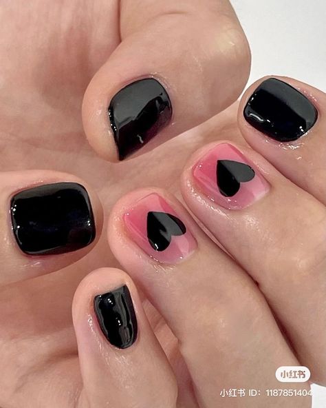 Pink Black Nails, Nail Art Designs For Beginners, Nail 2023, Easy Nail Art Designs, Hello Nails, Anime Nails, Goth Nails, Grunge Nails, Blush Nails