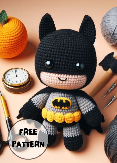 Batman Amigurumi Pattern Crochet Batman Amigurumi, Miles Morales Crochet Pattern Free, Batman Amigurumi Free Pattern, Crochet Batman Free Pattern, Batman Crochet Pattern Free, Crochet Minions Pattern Free Amigurumi, Batman Crochet Pattern, Batman Amigurumi, Crochet Batman