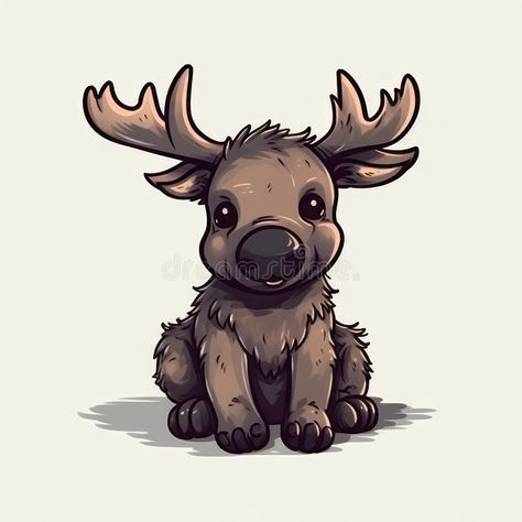 Cartoon Moose Tattoo, Cute Moose Art, Moose Cartoon Drawing, Christmas Animals Drawing, Moose Sketch, Moose Drawing, Cavetown Aesthetic, Elk Drawing, Moose Cartoon