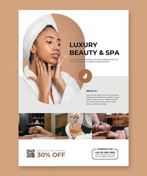 Beauty Care & Spa Flyer Template PSD Facial Flyer Design, Flyer Design Beauty Salon, Skin Clinic Poster, Beauty Poster Design Ideas, Skin Care Poster Design Ideas, Aesthetic Pamphlet, Flyer Design Aesthetic, Beauty Salon Ads, Cosmetics Flyer Design