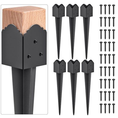 PRICES MAY VARY. 𝑫𝒊𝒎𝒆𝒏𝒔𝒊𝒐𝒏: 4x4 Post spike head is 3.7'' x 3.7'', total length is 23'', fits posts (lumber size 3.5” x 3.5”), anchor length up to 18'' with strong construction and reliable performance. 𝑯𝒊𝒈𝒉 𝑸𝒖𝒂𝒍𝒊𝒕𝒚 𝑴𝒂𝒕𝒆𝒓𝒊𝒂𝒍: The Insaga Mailbox Post Anchor is constructed of heavy duty steel with a black powder coat finish and smooth welds to ensure it will not rust or corrode over time. 𝑾𝒊𝒅𝒆 𝑼𝒔𝒆: This fence post spikes 4x4 is the perfect solution for securely an Cheap Privacy Fence, Lumber Sizes, Gazebo On Deck, Fence Options, Side Yard Landscaping, Digging Holes, Support Post, Hitching Post, Lamp Posts