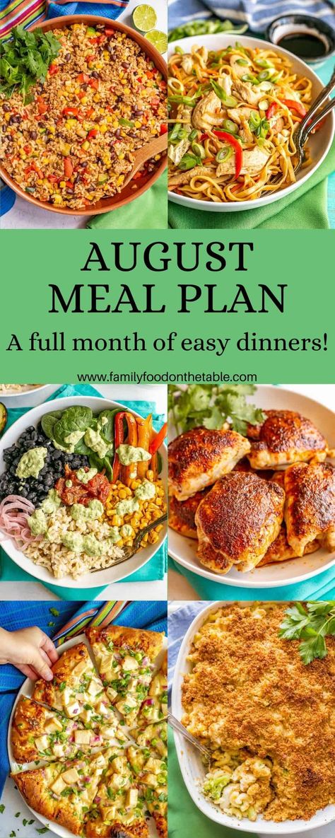 Budget Friendly Weekly Meal Plan, Family Meal Planning Monthly Menu Ideas, Two Week Dinner Menu Easy Meals, Meals For Week Families, Essen, Weeknight Menu Plan, Simple Weekly Dinner Menu Ideas, Weeknight Dinner Calendar, Yearly Meal Planning