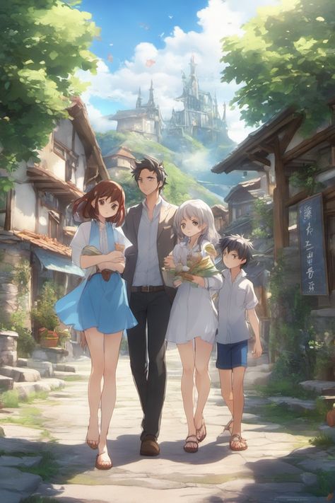 Happy and peaceful days... #anime #family #ai #art #aiart #aigenerated #aiartwork #aidesign #digitalart #digitalpainting Anime Family, Family Art, Digital Painting, Digital Art, Anime, Art