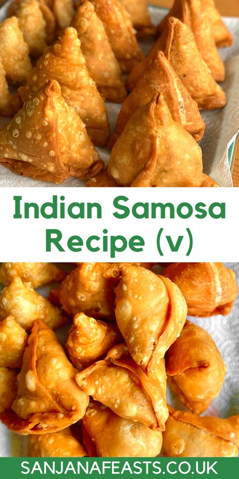 Pile of triangular Indian samosas with homemade pastry Indian Samosa Recipe, Onion Samosa, Pea Snacks, How To Make Samosas, Vegetable Samosa, Snack Easy, Samosa Recipe, Aloo Gobi, Vindaloo