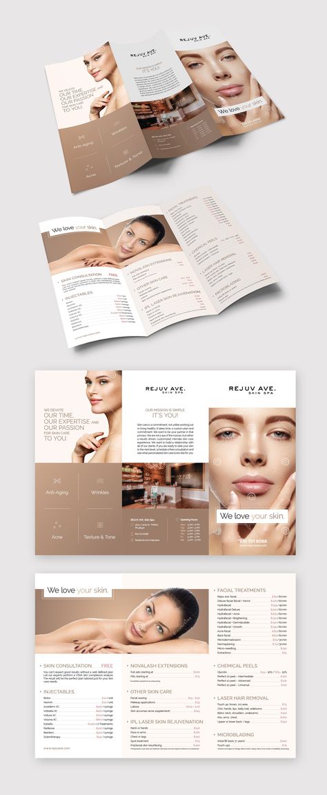 Luxury Brochure, Spa Menu, Love Your Skin, Luxury Spa, Trifold Brochure, Home Spa, Tri Fold, I Card, Luxury Branding