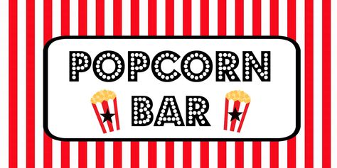 FREE Movie Night / Popcorn Bar Printables Popcorn Bar Free Printables, Ladies Movie Night, Movie Night Sign, Popcorn Sign, Movie Night Printables, Diy Popcorn Bar, Bar Printables, Popcorn Bar Sign, Popcorn Labels