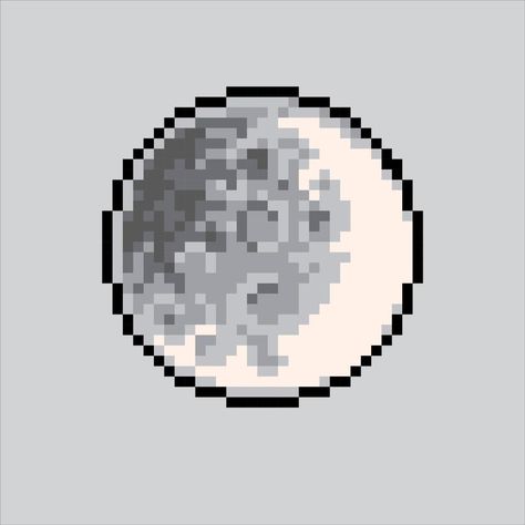 Pixel Moon Icon, Pixel Art Basics, Moon Illustration Aesthetic, Star Pixel Art, Moon Minecraft, Cyberpunk Pixel Art, Space Pixel Art, Pixel Moon, Moon Pixel Art