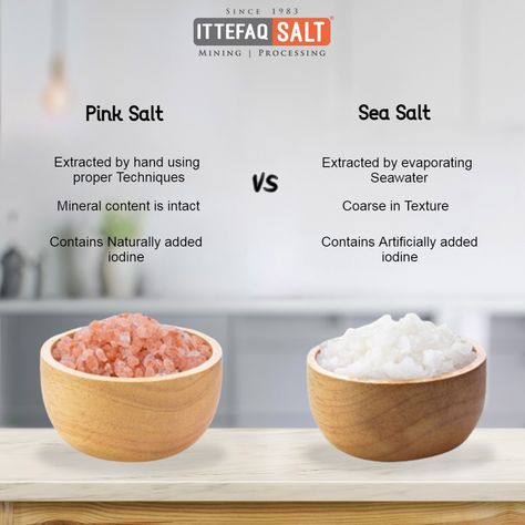 Both pink salt and sea salt can be used for cooking and seasoning, but some people prefer the taste and texture of one over the other. Pink salt adds a unique flavor and color to dishes, while sea salt has a traditional salty taste. 🍴 Let’s check the main difference between himalayan Salt and Sea Salt along with their uses and benefits. https://www.ittefaqsalt.com/pink-himalayan-salt-vs-sea-salt/ #ittefaqsalt #pinksalt #seasalt #characteristics #uses #flavor Himalaya Salt, Salt Benefits, Himalayan Salt Benefits, Magical Food, Herbs Tea, Himalayan Rock Salt, Dysautonomia Pots, Gourmet Salt, Health Guru