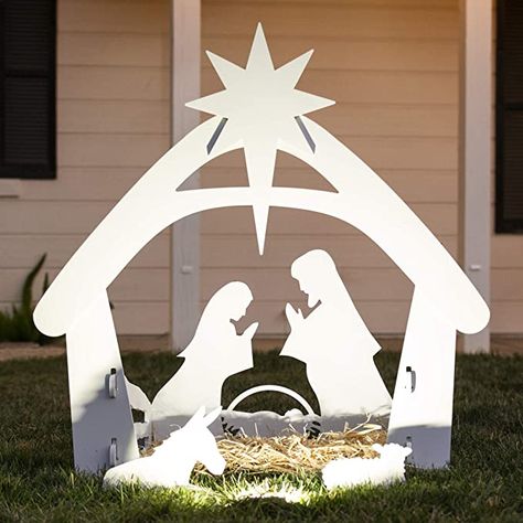 Amazon.com: Best Choice Products 4ft Outdoor Nativity Scene, Weather-Resistant Decor, Christmas Holy Family Yard Decoration, Water-Resistant PVC - White : Everything Else Modern Nativity Set, Outdoor Nativity Sets, Nativity Scene Display, Outdoor Nativity Scene, Nativity Scene Sets, Outdoor Nativity, Meaning Of Christmas, Christmas Nativity Scene, Front Lawn