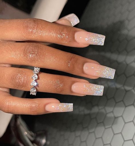 Coloured Nails, Glitter Tip Nails, Acrylic Nails Nude, Glitter Nails Acrylic, Nails Natural, Ombre Nails Glitter, Ombre Acrylic Nails, Grunge Nails, Baddie Aesthetic