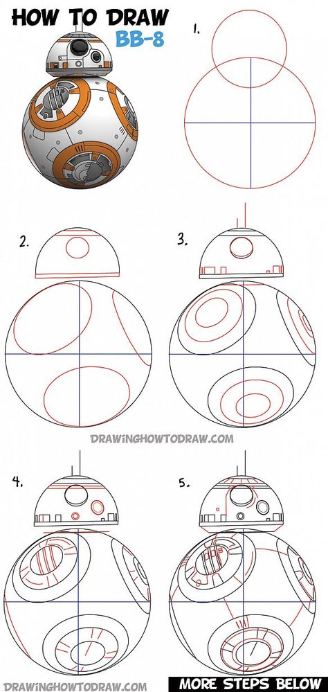 How to Draw BB-8 (Beeby-Ate) the Ball Droid from Star Wars Step by Step Drawing Lesson Star Wars Zeichnungen, Drawing Instructions, Star Wars Bb8, How To Draw Steps, Drawing Lesson, Star Wars Drawings, Bb 8, Star Wars Birthday, Star Wars Party