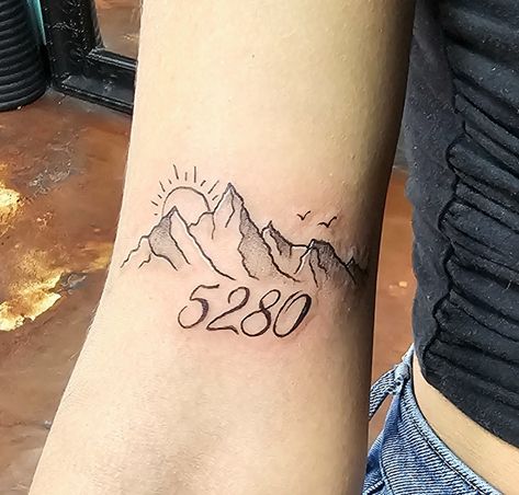 5280 Tattoo Colorado, Colorado Tattoos For Women, Denver Colorado Tattoo Ideas, Rocky Mountain Tattoo Colorado, Colorado Flag Tattoo, Colorado Mountain Tattoo, Colorado Tattoo Ideas For Women, Grand Canyon Tattoo, Colorado Mountains Tattoo