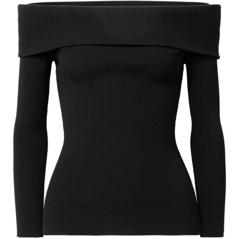 Michael Kors Collection Off-the-shoulder ribbed-knit sweater (2,555 AED) ❤ liked on Polyvore featuring tops, sweaters, black, slim fit sweaters, ribbed knit top, fold over sweater, off-shoulder sweaters and michael kors sweaters Fold Over Sweater, Black Off Shoulder Top, Sweaters Black, Slim Fit Sweater, Slim Sweater, Rib Knit Top, Black Off Shoulder, Sweater Trends, Black Knit Sweater