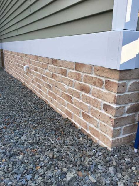 Some great use of faux brick siding sheets covering a skirting area #fauxbricksiding #bricksiding House Skirting, Mobile Home Skirting, Fake Brick, Deck Skirting, Chicago Brick, Faux Brick Panels, Brick Siding, Faux Brick Walls, Brick Paneling