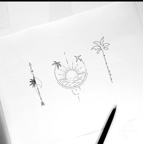 Cute Drawing Tattoo, Lotus Tattoo Wrist, Small Beach Tattoos, Vintage Tattoos, Hawaii Tattoos, Island Tattoo, Hippie Tattoo, Small Girly Tattoos, On Tattoo