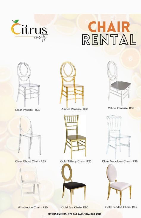 Rental Tables And Chairs, Party Rental Logo Ideas, Chairs For Events, Chairs For Wedding Reception, Event Rental Business Ideas, Party Rental Business Ideas, Event Rentals Showroom, Event Space Decor, Event Space Business