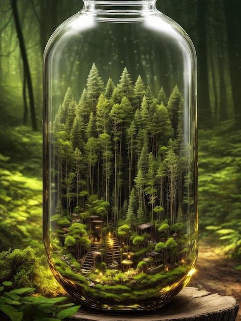 Terrarium Scene, 2024 Ideas, Glass Diy, Art Forest, Jar Art, Garden Terrarium, Business Card Maker, Flyer Maker, Poster Maker