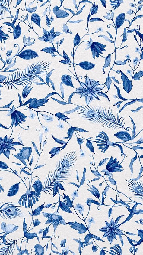 Vintage flower patterned iPhone wallpaper, blue design | premium image by rawpixel.com / Boom Beige Wallpaper Iphone, Iphone Beige Wallpaper, Floral Background Vintage, Floral Iphone Wallpaper, Iphone Wallpaper Blue, Blue China Patterns, Blue Blanc, Blue And White Wallpaper, Blue Floral Wallpaper