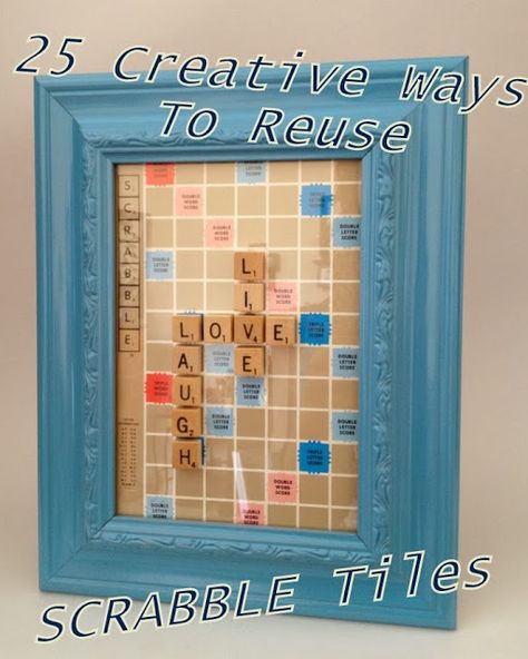 25 Creative Ways to Reuse Scrabble Tiles, DIY, Crafts Tile Picture Frame, Scrabble Letter Crafts, Scrabble Tile Art, Fabulously Frugal, Scrabble Tile Crafts, Scrabble Crafts, Scrabble Board, Picture Frame Crafts, Scrabble Art