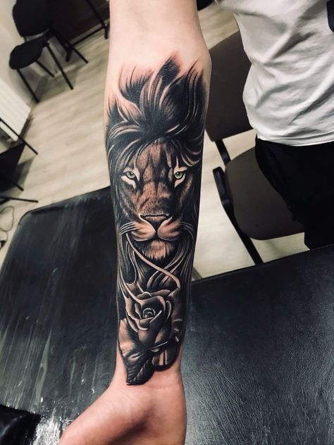 Cover Name Tattoo, Tattoo Cover Up Men, Best Cover Up Tattoos For Men, Lion Tattoo Forearm, Cover Up Tattoos For Men Arm, Lion Arm Tattoo, Arm Cover Up Tattoos, Forearm Cover Up Tattoos, Cover Up Tattoos For Men