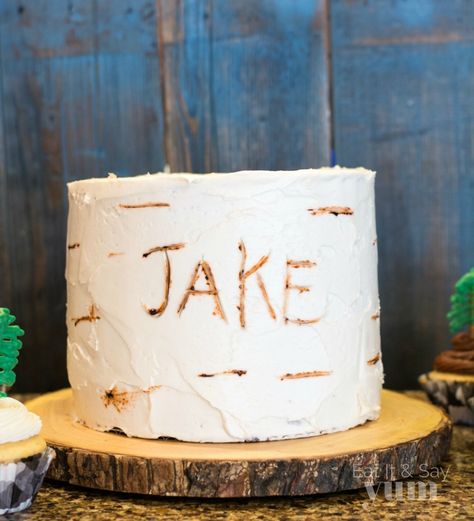 Camp Themed Smash Cake, Lumberjack Cake Ideas, Camping Smash Cake 1st Birthdays, Camping Smash Cake, One Happy Camper First Birthday Cake, Lumberjack First Birthday Cake, Lumberjack Smash Cake, One Happy Camper Smash Cake, Woodland Smash Cake