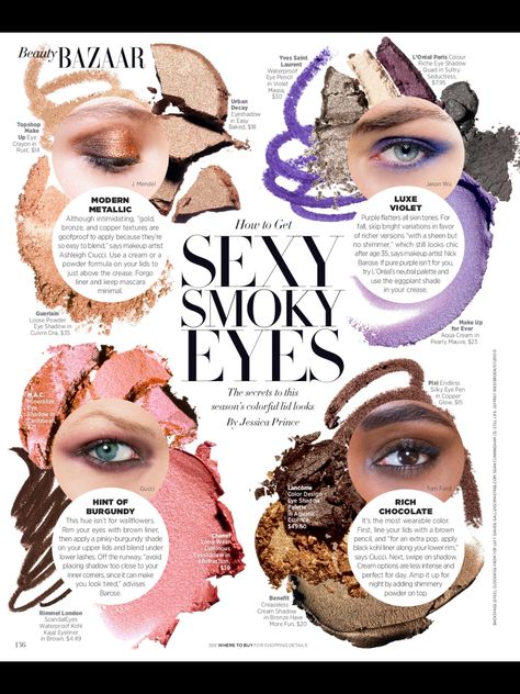 Smoky eyes Advertising Campaign Design, Beauty Skin Quotes, Fashion Magazine Design, Magazine Layout Inspiration, 잡지 레이아웃, Magazine Spread, Makeup News, Smoky Eyes, Hair Magazine